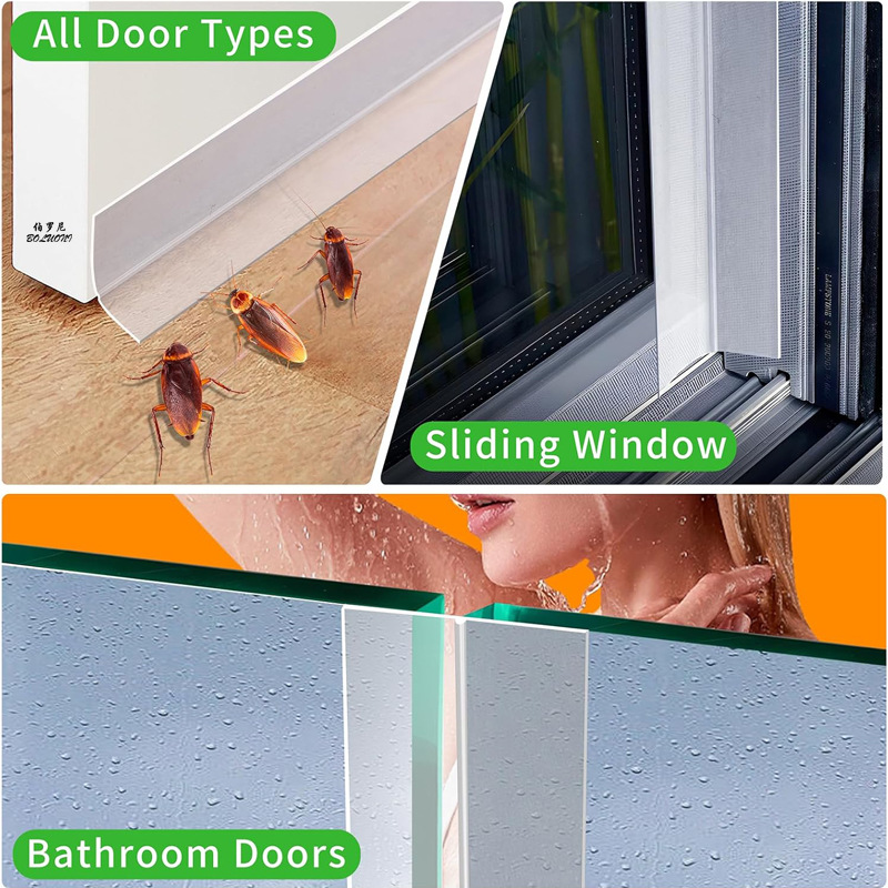 Door Weather Stripping, Weather Stripping Door Draft Stopper Adhesive Seal Strip Anti Draft Insulation Tape for Doors Windows and Shower Doors