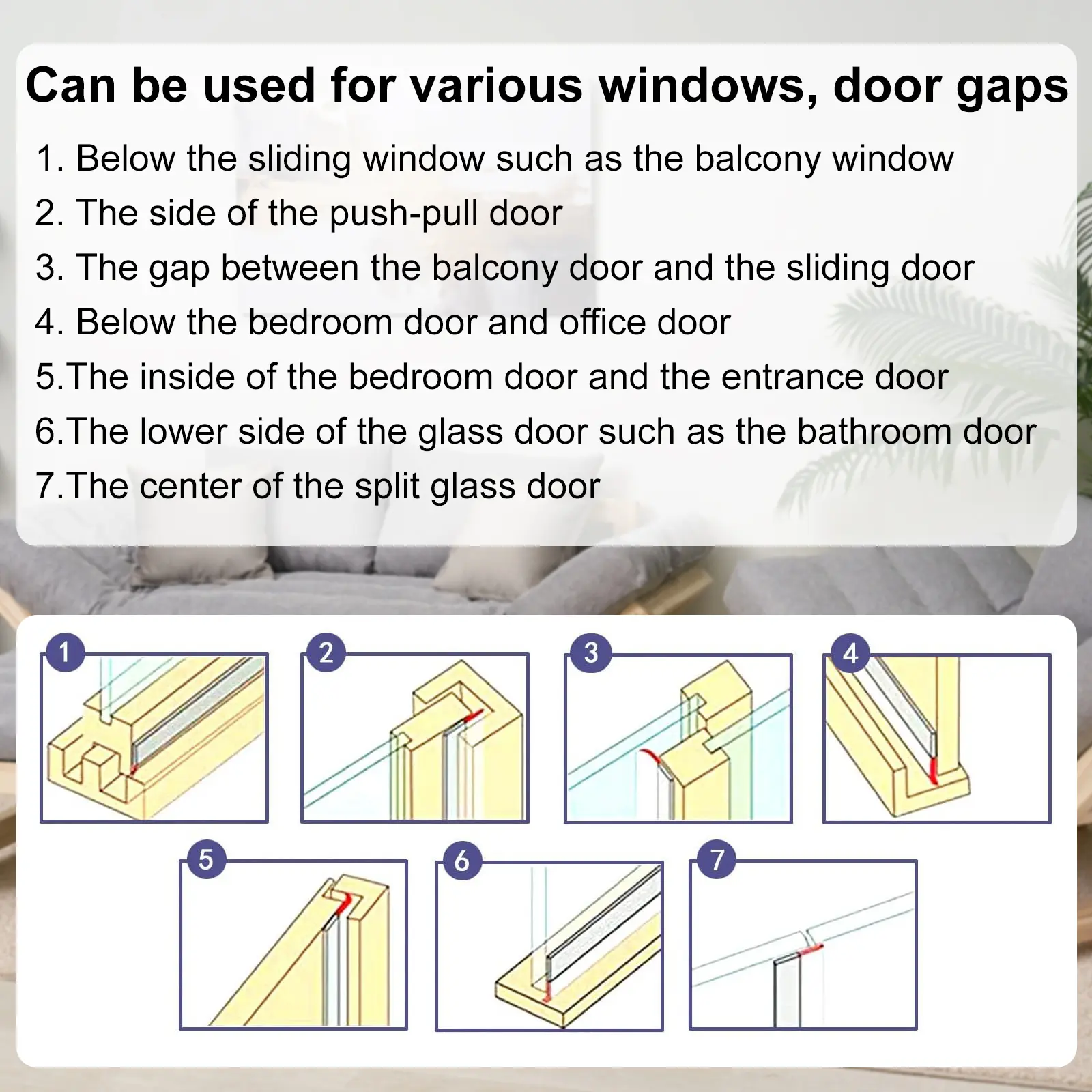 Door Weather Stripping, Weather Stripping Door Draft Stopper Adhesive Seal Strip Anti Draft Insulation Tape for Doors Windows and Shower Doors