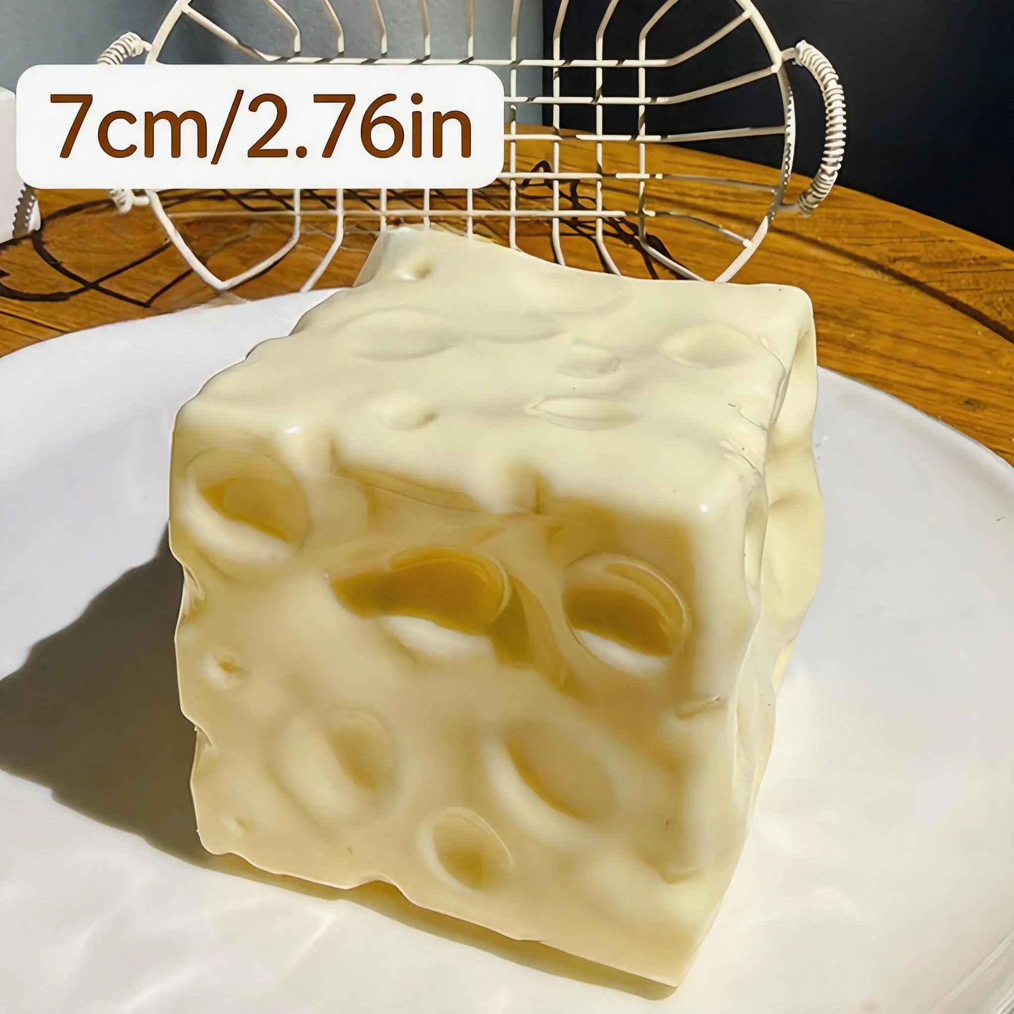Squishy Cheese Squishy Petroleum jelly Cheese Block Squishy Stressrelief Stress ball Filled with Petroleum jelly Cheese Squishy Desktop Ornament for Adults, Portable Office Decompression Decor, Ideal Party Favor & Holiday Mini Gift