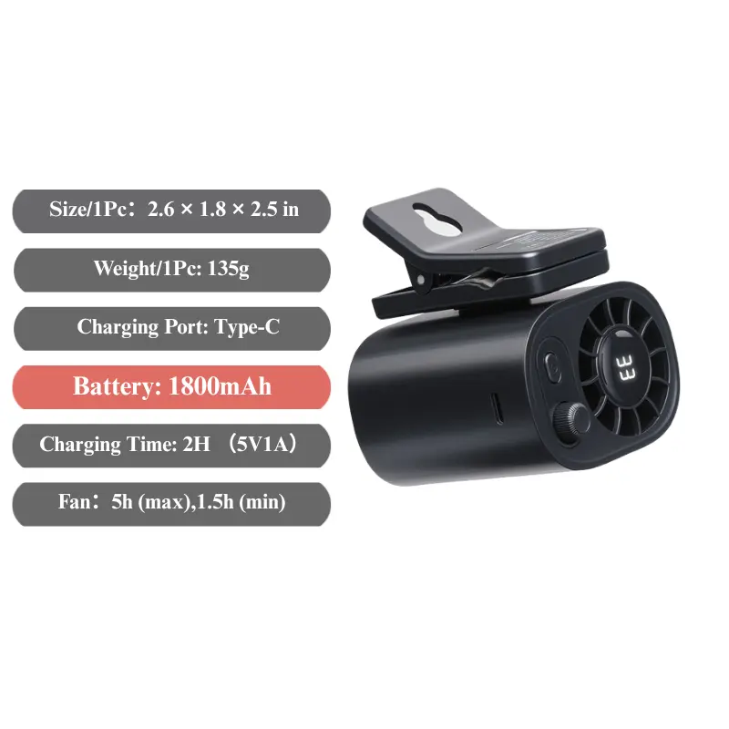 【Summer Survivals】Joytutus Car Fan 2026 Portable Car LCD Clip Personal Clip-On Fan - 360° Rotatable, 100-Speed Wind, 12V USB Rechargeable 1800mAh/3000mAh Battery-Powered Portable Fan, Low Noise, Clamp-Anywhere, Summerwins Car Accessories High Velocity Fan