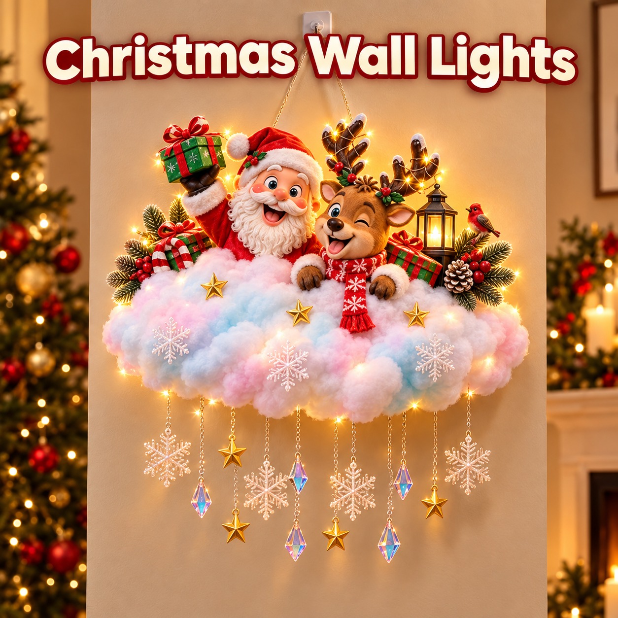 Homeandhappen - ☁️✨Christmas Colorful Clouds Hang Wall Light 🎅 For Christmas Decorate