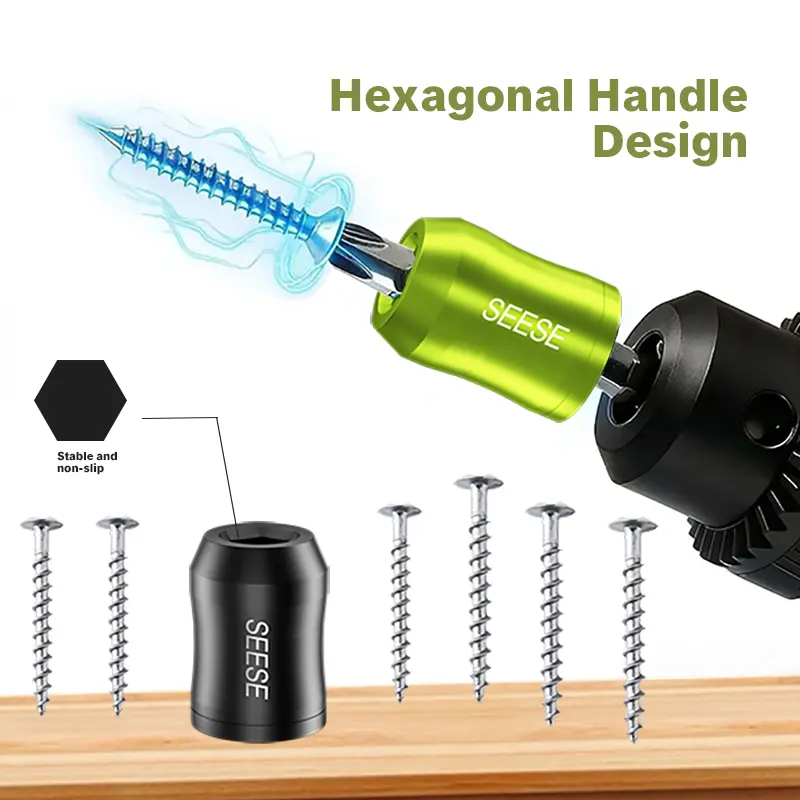 SEESE Strong Magnetic Screw Ring: 1/4 Inch/ 6.35 mm Universal Magnetic Screw Holder - Removable Magnetic Screwdriver Drill Bit Holder for Hex Screwdriver and Power Bits