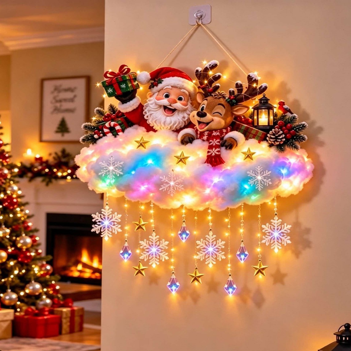Homeandhappen - ☁️✨Christmas Colorful Clouds Hang Wall Light 🎅 For Christmas Decorate