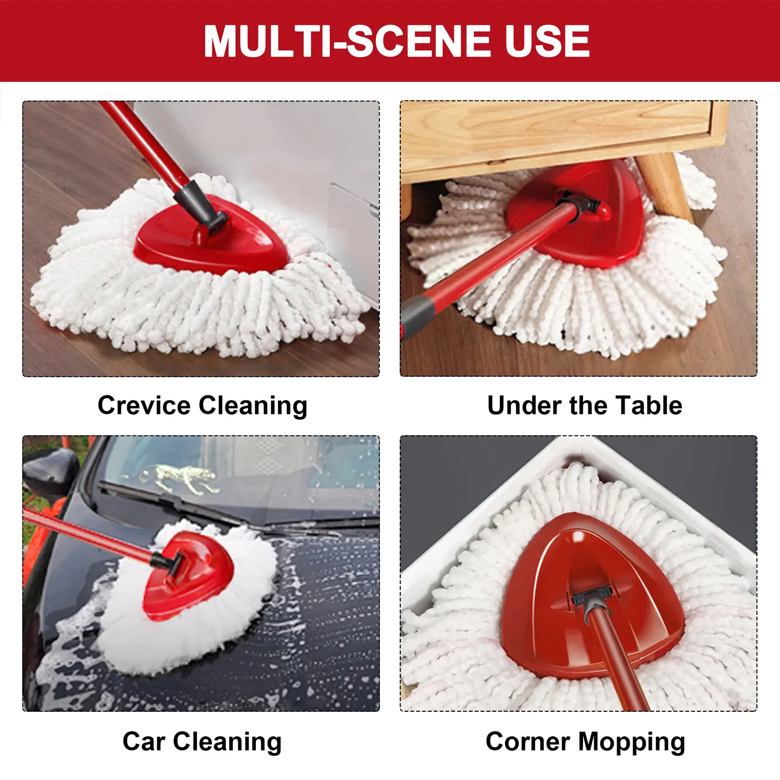 For O-cedar Microfiber Spin Mop Heads Refills & Scrub Brush without handle&bucket,for O-Cedar Easywring Spin Mop 1 Tank System Scrub Replacement Deep Cleaning Pack, Microfiber Mop Heads for concrete floor ,dorm essentials,home essentials