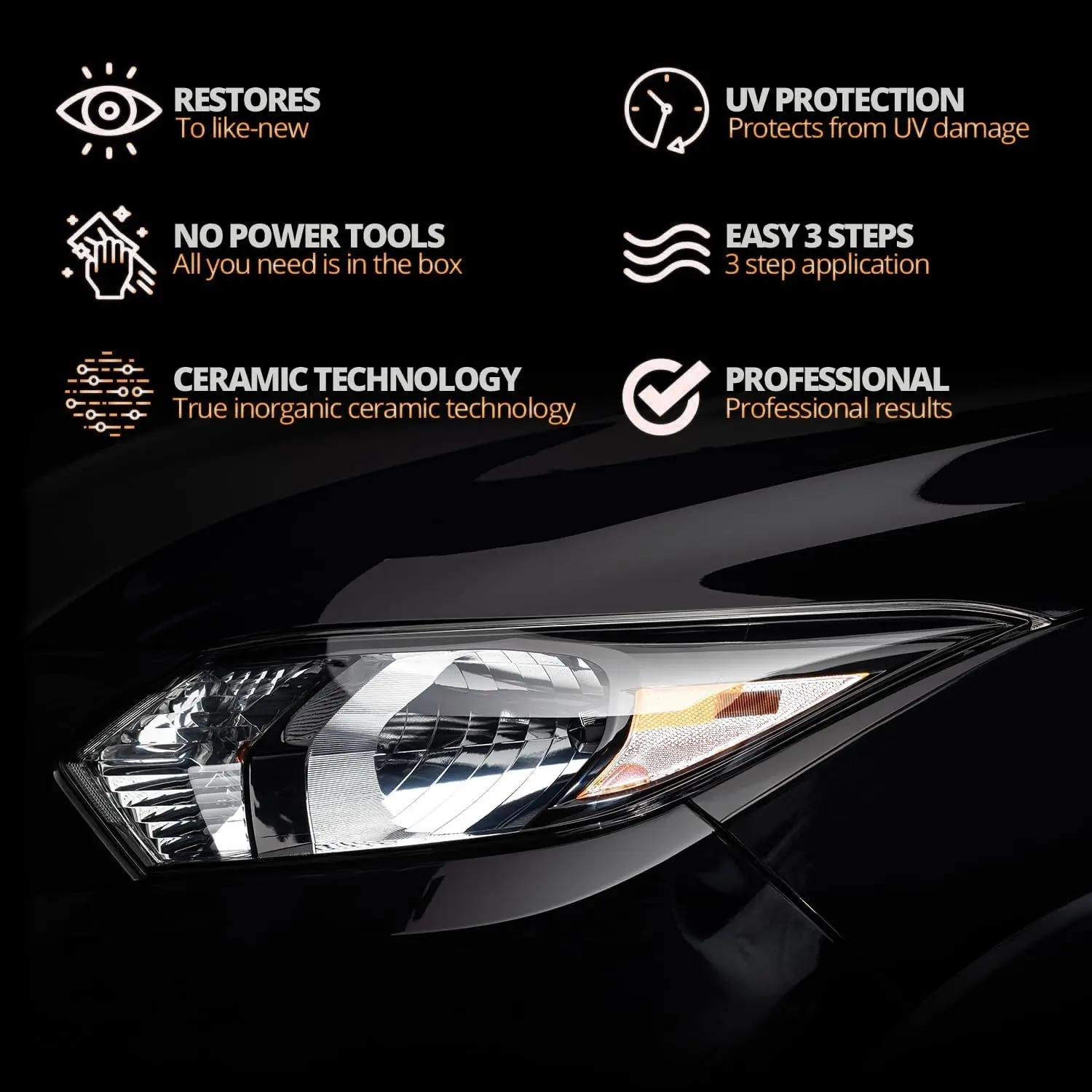 Automotive Headlamp Restoration Fluid - Car Detailing Products for Oxidized, Yellowed, Blurred Headlamps with Enhanced Crystalline Coating Refurbishing Function