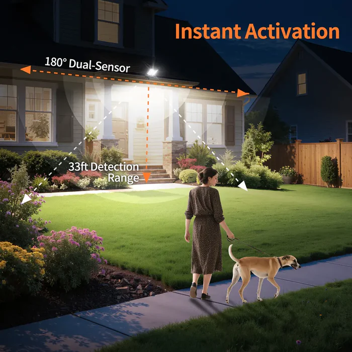 intelamp 1200/3000LM Solar Street Light with Linkable Dual Motion Sensors