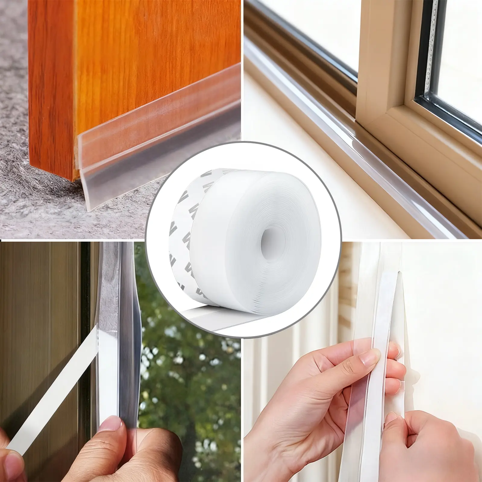 Door Weather Stripping, Weather Stripping Door Draft Stopper Adhesive Seal Strip Anti Draft Insulation Tape for Doors Windows and Shower Doors