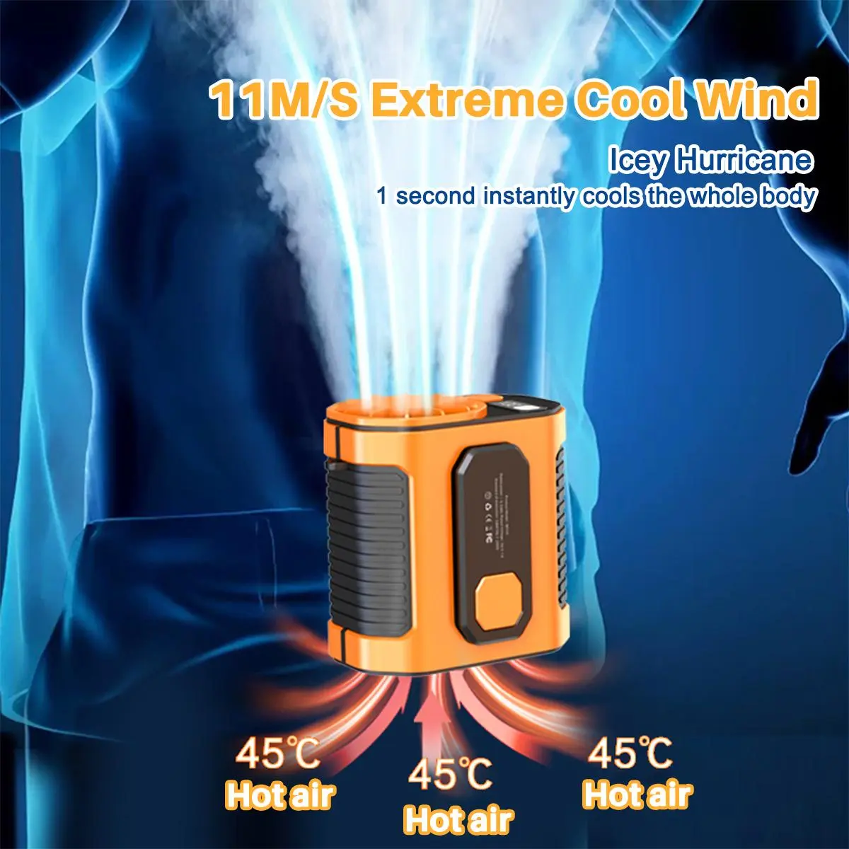 Portable Waist Clip Fan, Cool Clip Fan Under Shirt, Personal Belt Fan Clip On Waist Portable Cooling Fan, with LED Light, USB Rechargeable Portable Waist Fan for Outdoor Play and Work summerwins
