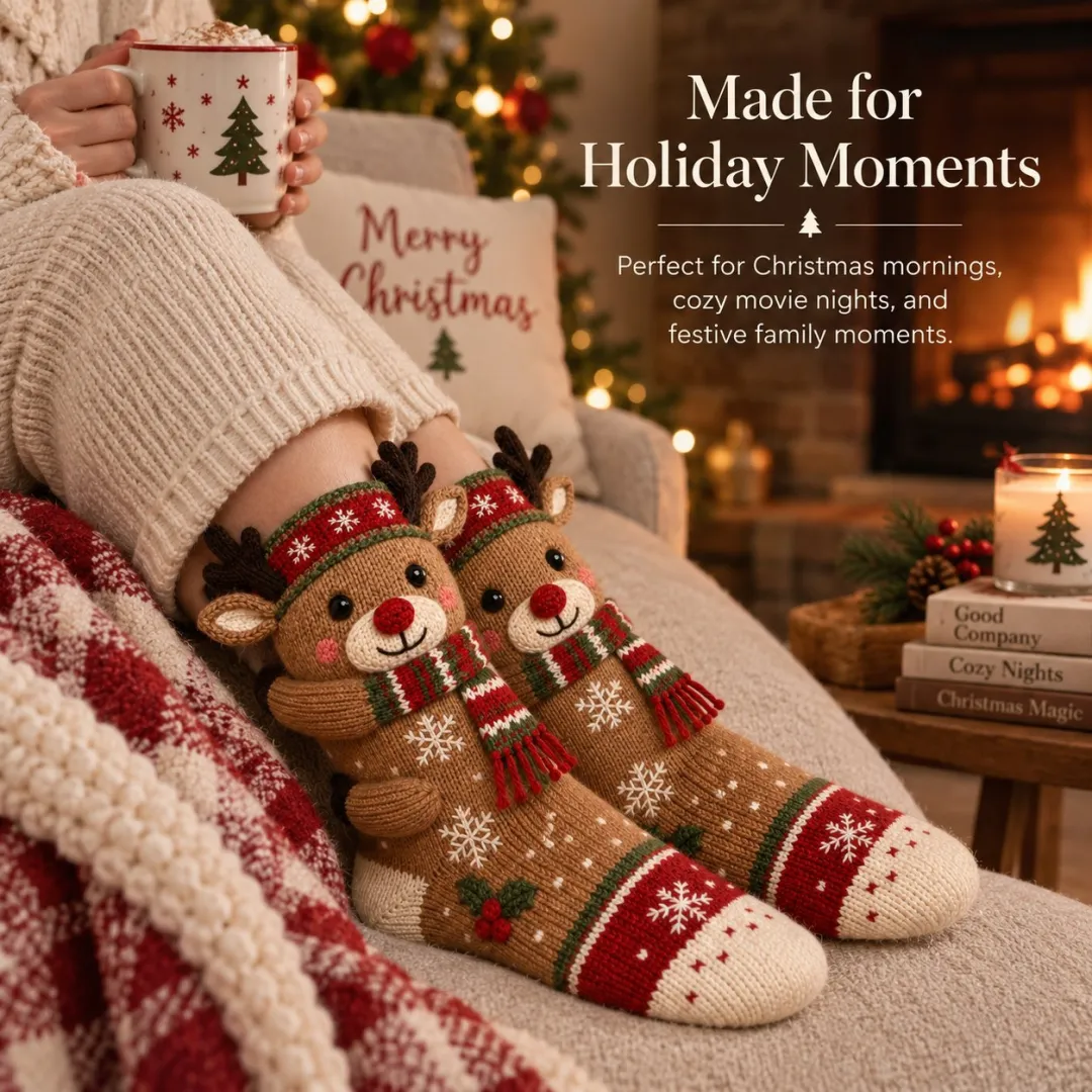 Homeandhappen - Early Christmas Promtion 49% OFF🎄3D Hugging Christmas Socks – Cute Knit Holiday Socks, 5 Festive Designs