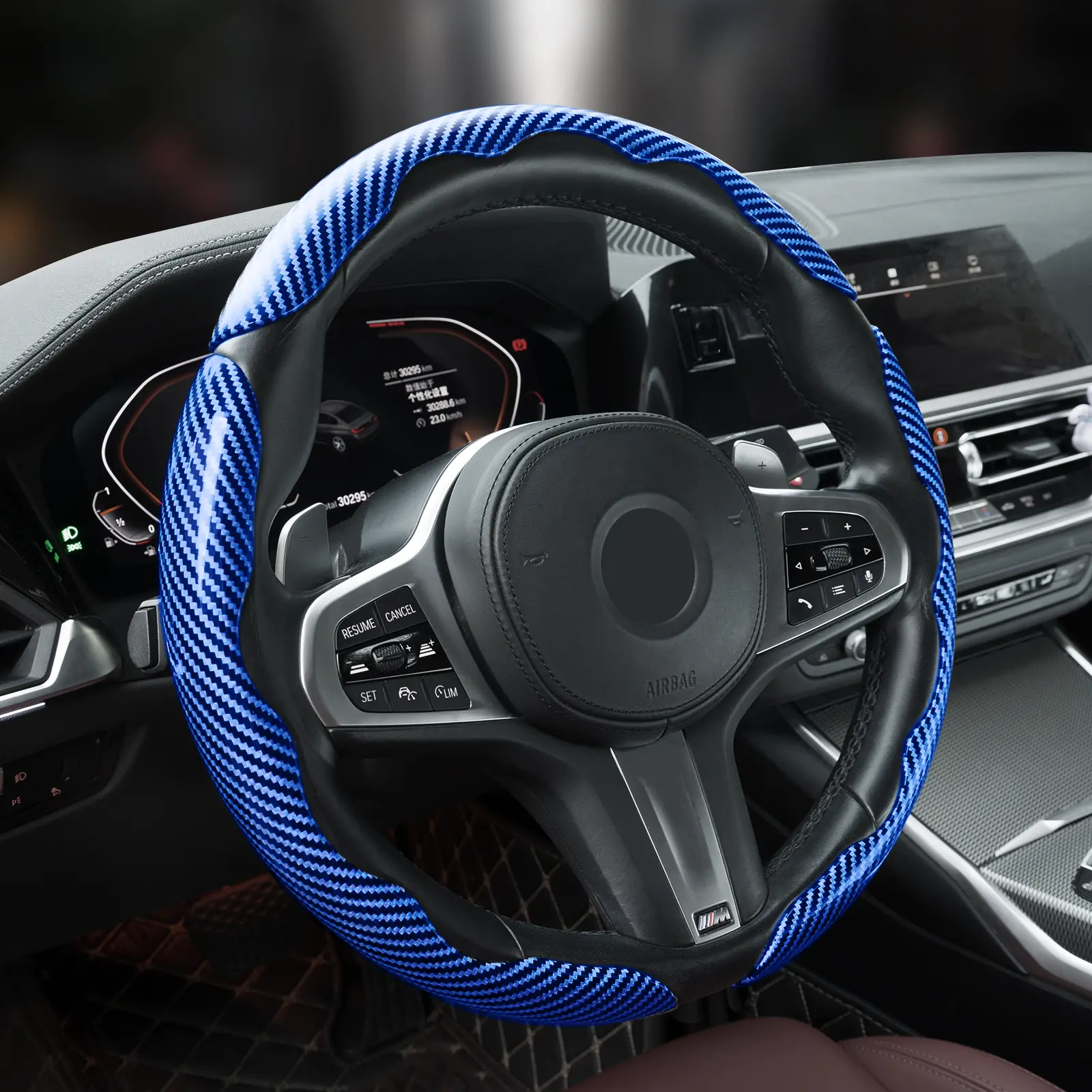 Car Steering Wheel Cover, Non slip Design Steering Wheel Protector, Universal Car Steering Wheel Cover for 15 Inch, Decor Gadgets, Car Accessories, Men Gifts, Car Essentials, Vehicle, for Racing anti slip sport all season use