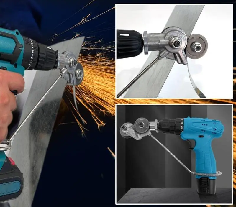 Electric Drill Metal Cutter Attachment Sheet Metal Cutter Drill Attachment Electric Drill Plate Cutter Attachment Electric Drill Shears Nibbler Attachment Portable Drill Metal Sheet Cutter for Cutting Thin Iron Thin White Sheet Steel Aluminum