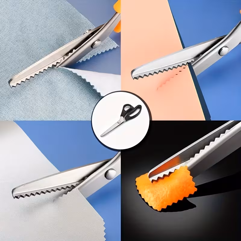 Stainless Steel Wave Scissors - Suitable for Fabric, Manual, Tailor'S Serrated Edge Scissors, with Comfortable Grip - Suitable for Left And Right Hand Use, Art Scissors Paper Cuttings Cutting