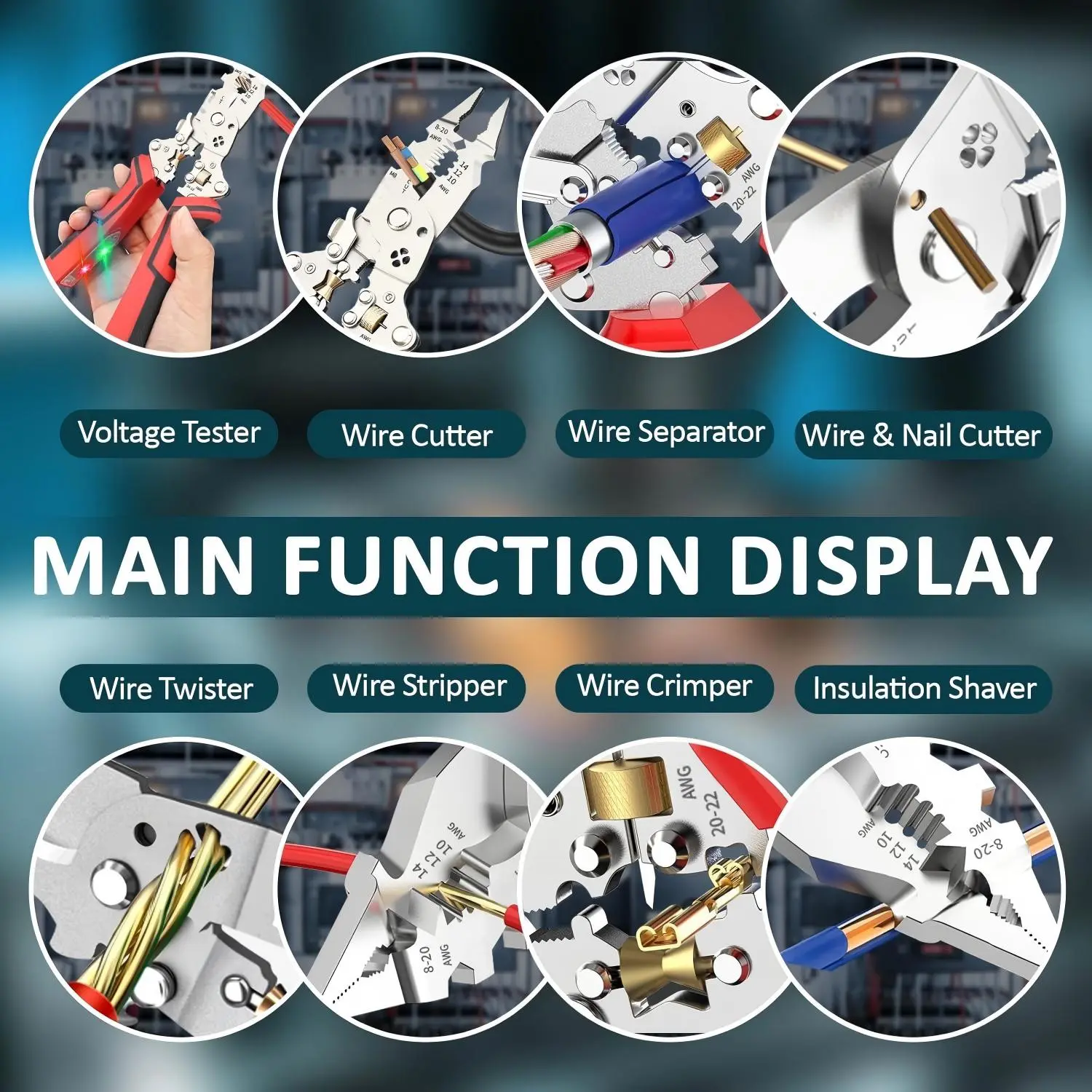 16-in-1 Wire Stripping Pliers, 2026 New Rechargeable Wire Strippers Tool with Voltage Tester&Alarms, Detectable 12-250V, Heavy-Duty Electrical Pliers&Wire Cutters–for Professional and Home Use