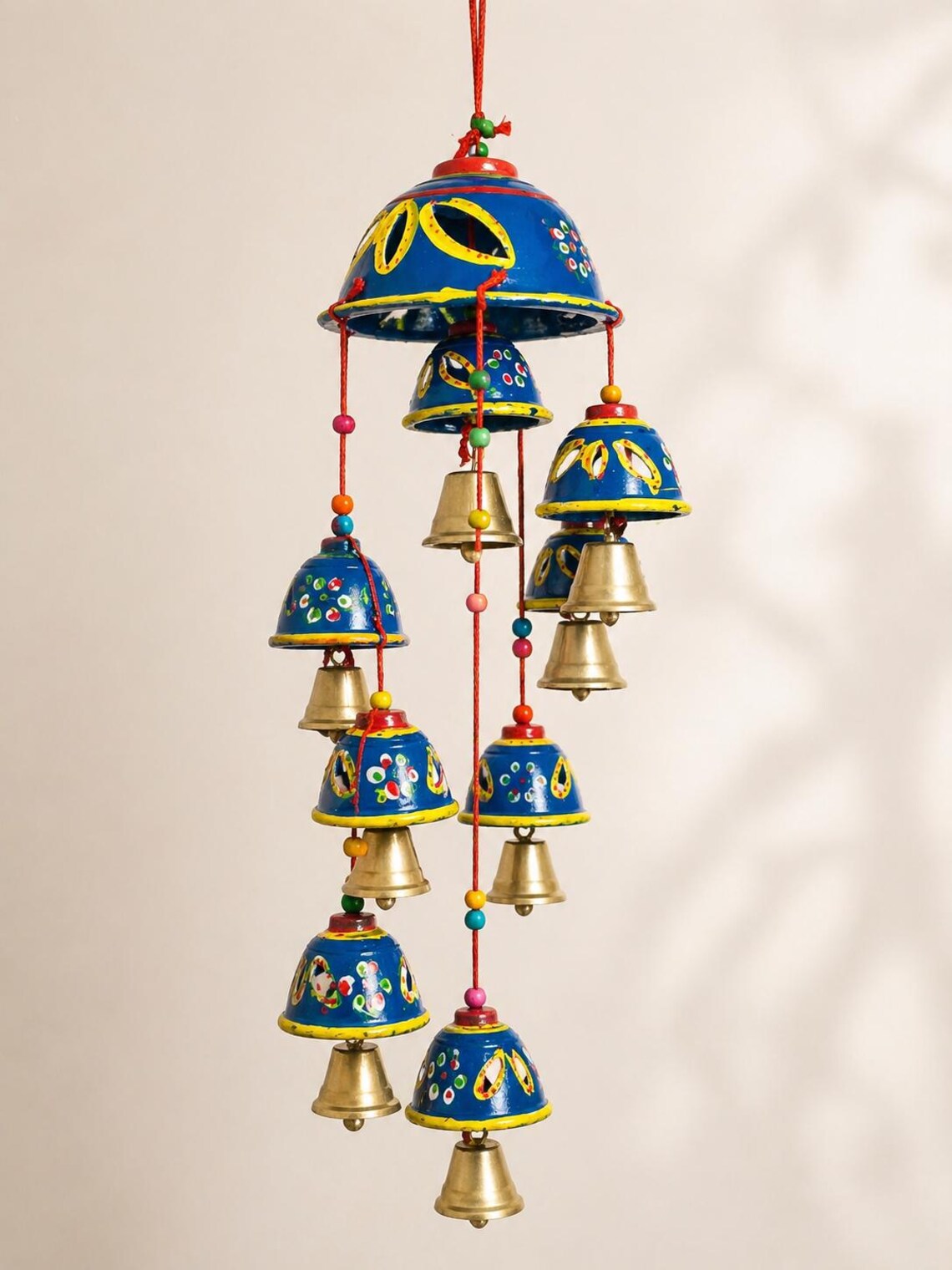 Handcrafted Blue Terracotta Wind Chime - Decorative Hanging Bells for Home & Garden