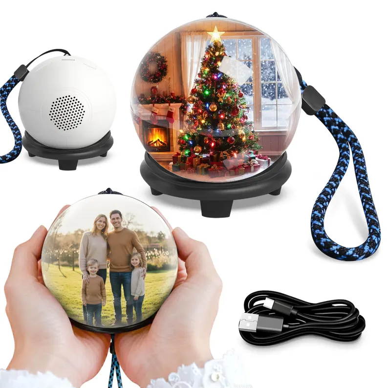 🔥Free Shipping - Digital Memory Orb Ball - 2.7" Crystal Memory Sphere Lamp with Video & Photo | Personalized Digital Gift | USB Video Ornament Ball (White)