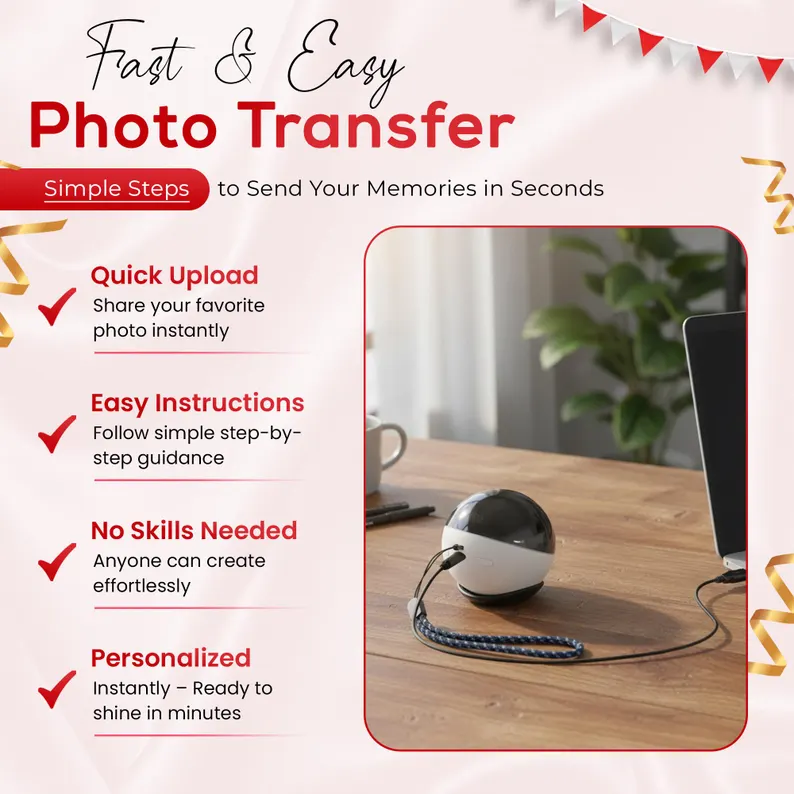 🔥Free Shipping - Digital Memory Orb Ball - 2.7" Crystal Memory Sphere Lamp with Video & Photo | Personalized Digital Gift | USB Video Ornament Ball (White)