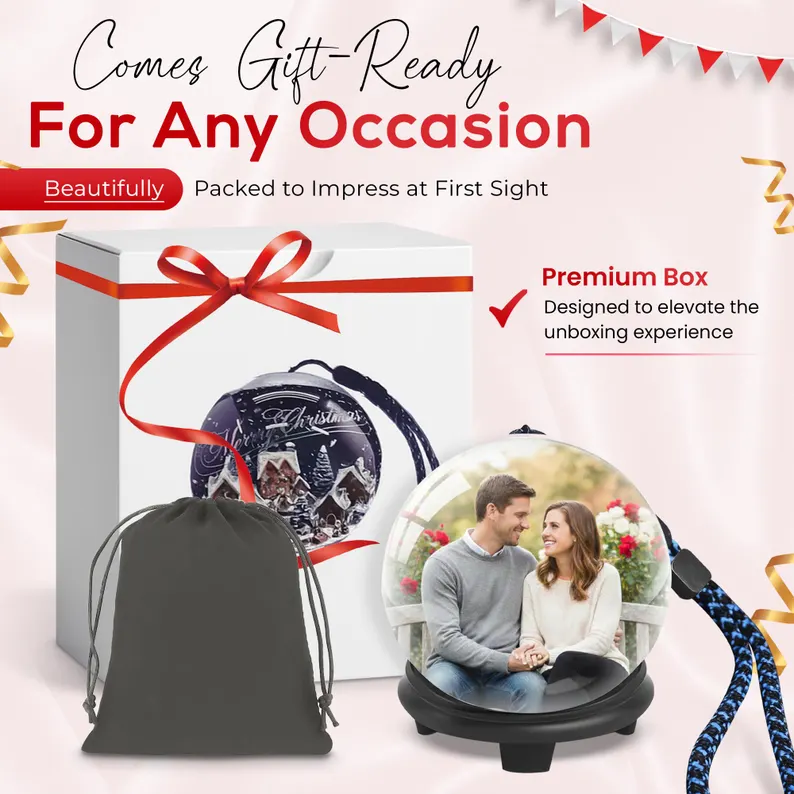 🔥Free Shipping - Digital Memory Orb Ball - 2.7" Crystal Memory Sphere Lamp with Video & Photo | Personalized Digital Gift | USB Video Ornament Ball (White)