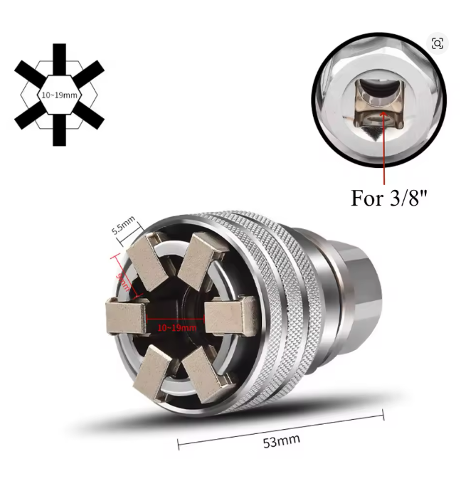 Adjustable Socket 3/8'' To 3/4'' Universal Sleeve 10-19mm Magic Socket Electric Drill Wrench Converter Power Hand Repair Tool