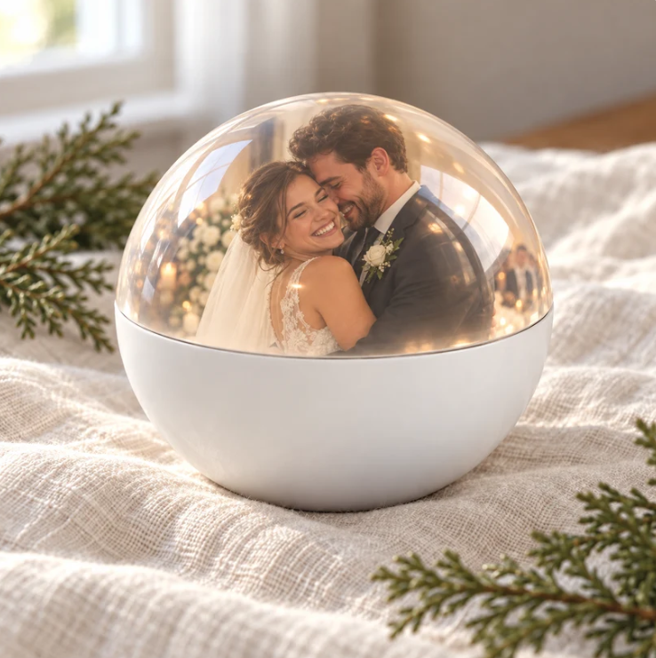 🔥Free Shipping - Digital Memory Orb Ball - 2.7" Crystal Memory Sphere Lamp with Video & Photo | Personalized Digital Gift | USB Video Ornament Ball (White)