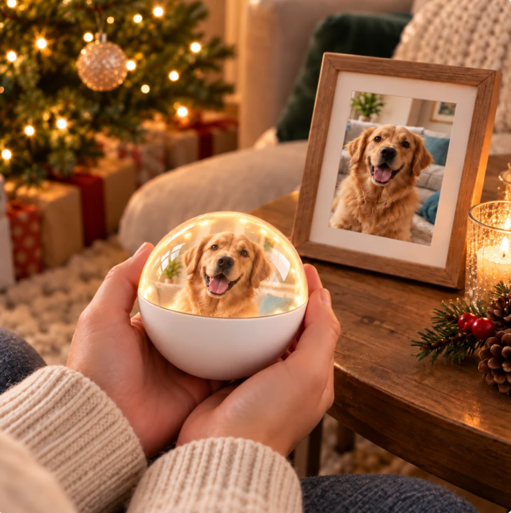 🔥Free Shipping - Digital Memory Orb Ball - 2.7" Crystal Memory Sphere Lamp with Video & Photo | Personalized Digital Gift | USB Video Ornament Ball (White)