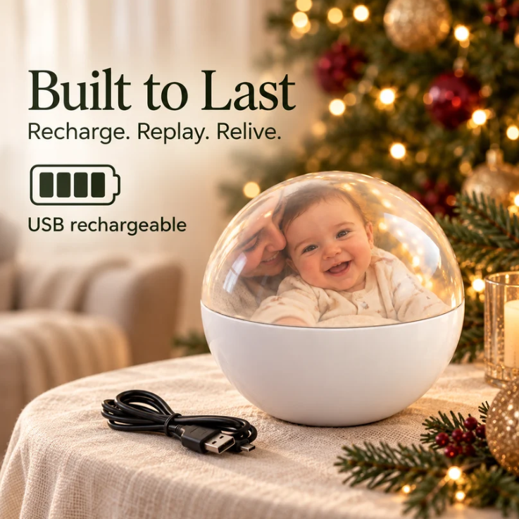 🔥Free Shipping - Digital Memory Orb Ball - 2.7" Crystal Memory Sphere Lamp with Video & Photo | Personalized Digital Gift | USB Video Ornament Ball (White)