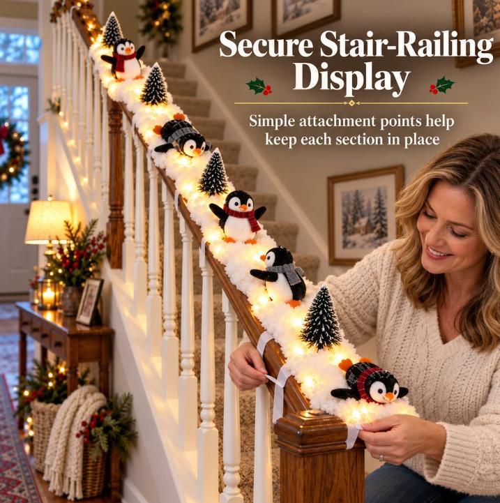Homeandhappen - Penguin Christmas Stair Snow Decoration