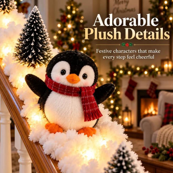 Homeandhappen - Penguin Christmas Stair Snow Decoration