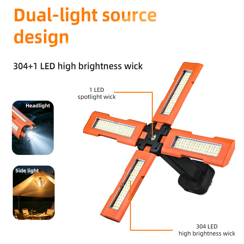 Torida Solar 4-Panel Folding Camping Lantern with Digital Display - USB Rechargeable Emergency Light