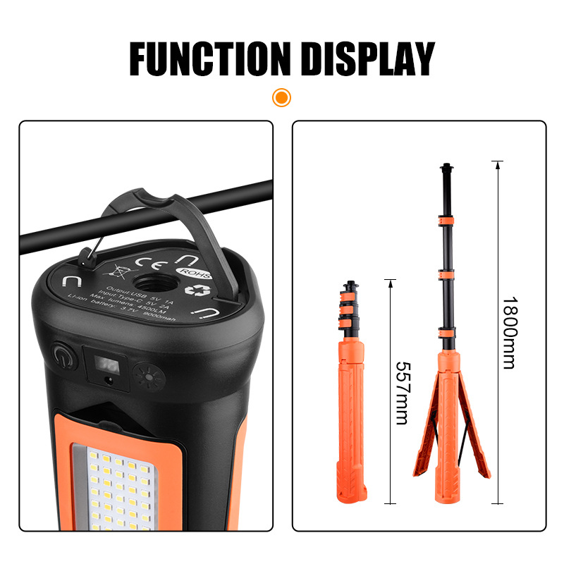 Torida 4500LM Pro 2M Tripod Work Light - 9000mAh Extreme Output Tri-Blade Floodlight