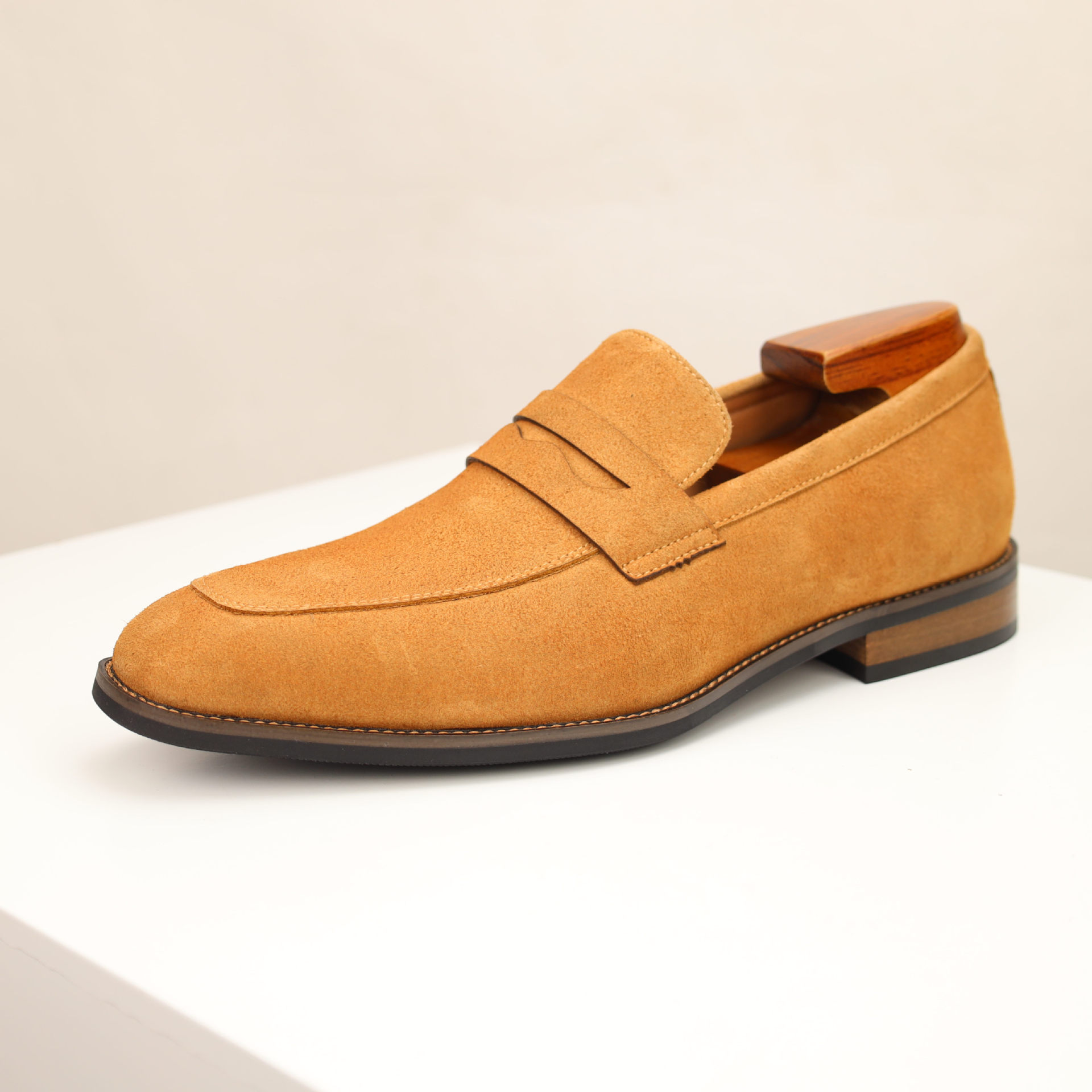 Herren Penny‑Loafer aus Echt‑Samtleder, atmungsaktiv rutschfeste Ledersohle, Business‑Freizeitschuhe zum Hineinschlüpfen