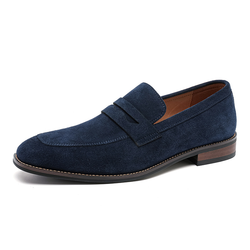 Herren Penny‑Loafer aus Echt‑Samtleder, atmungsaktiv rutschfeste Ledersohle, Business‑Freizeitschuhe zum Hineinschlüpfen