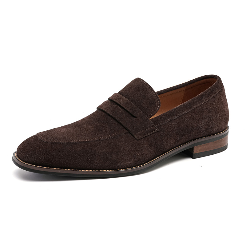 Herren Penny‑Loafer aus Echt‑Samtleder, atmungsaktiv rutschfeste Ledersohle, Business‑Freizeitschuhe zum Hineinschlüpfen
