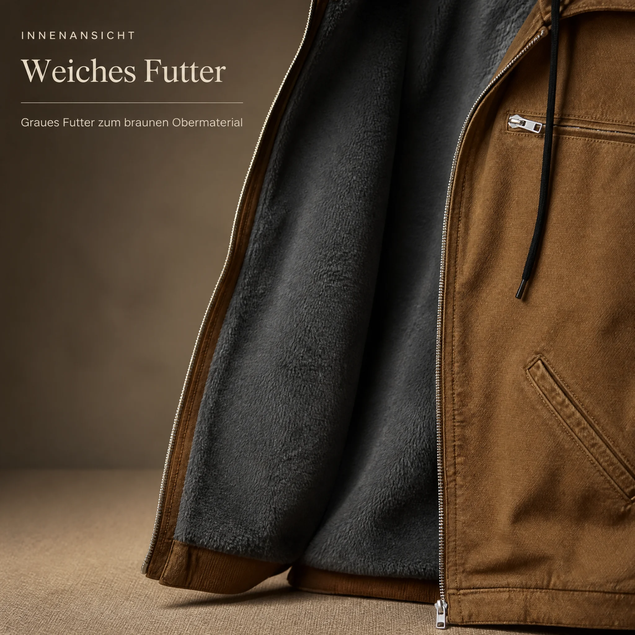 Weiches Futter im Inneren der Herrenjacke als Detailansicht