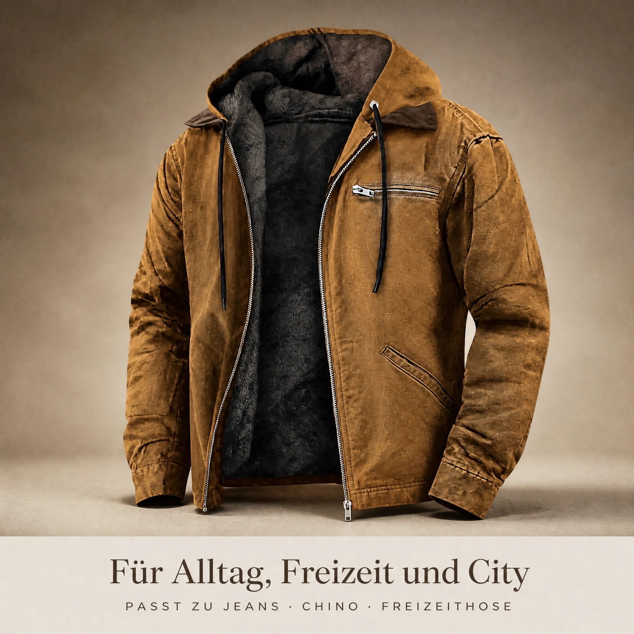 Herrenjacke mit Kapuze für Alltag, Freizeit und City