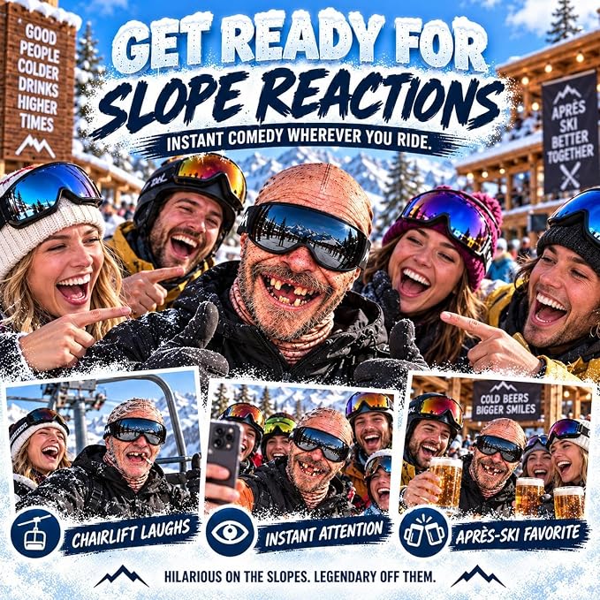 😂Funny Old Man Ski Mask – Hilarious Grandpa Face Cover for Winter & Ski Trips