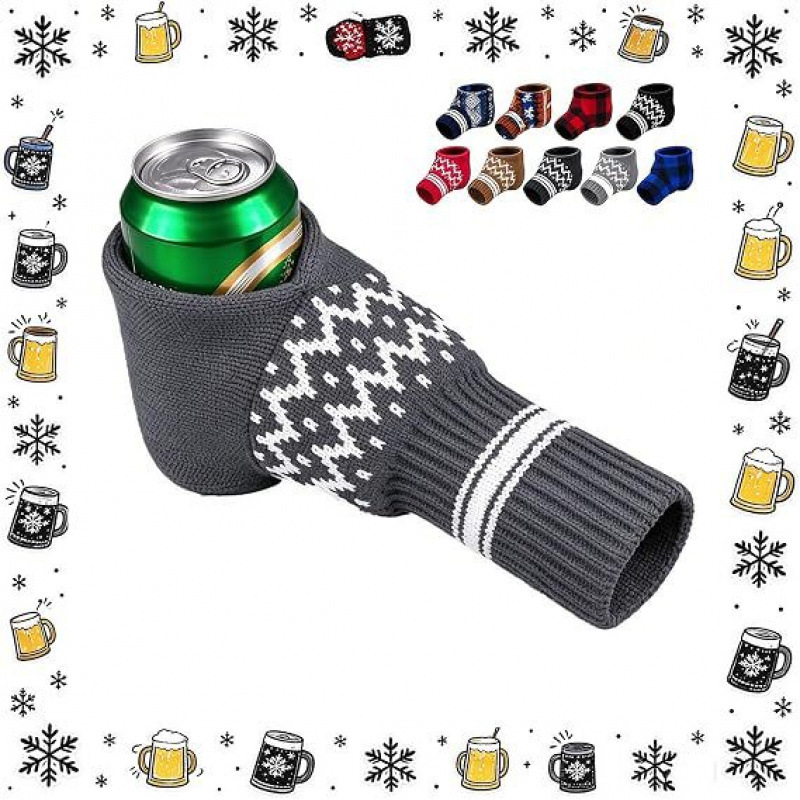 Winter Beer Mittens with Built-In Drink Holder – Cozy Knit Beer Holding Gloves, Funny Christmas Gift for Beer Lovers & Outdoor Parties