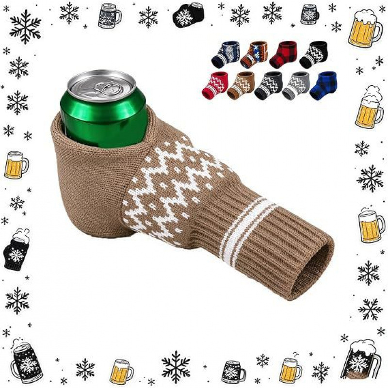 Winter Beer Mittens with Built-In Drink Holder – Cozy Knit Beer Holding Gloves, Funny Christmas Gift for Beer Lovers & Outdoor Parties