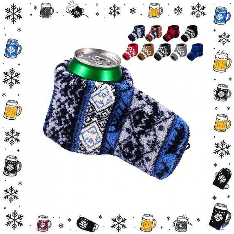 Winter Beer Mittens with Built-In Drink Holder – Cozy Knit Beer Holding Gloves, Funny Christmas Gift for Beer Lovers & Outdoor Parties