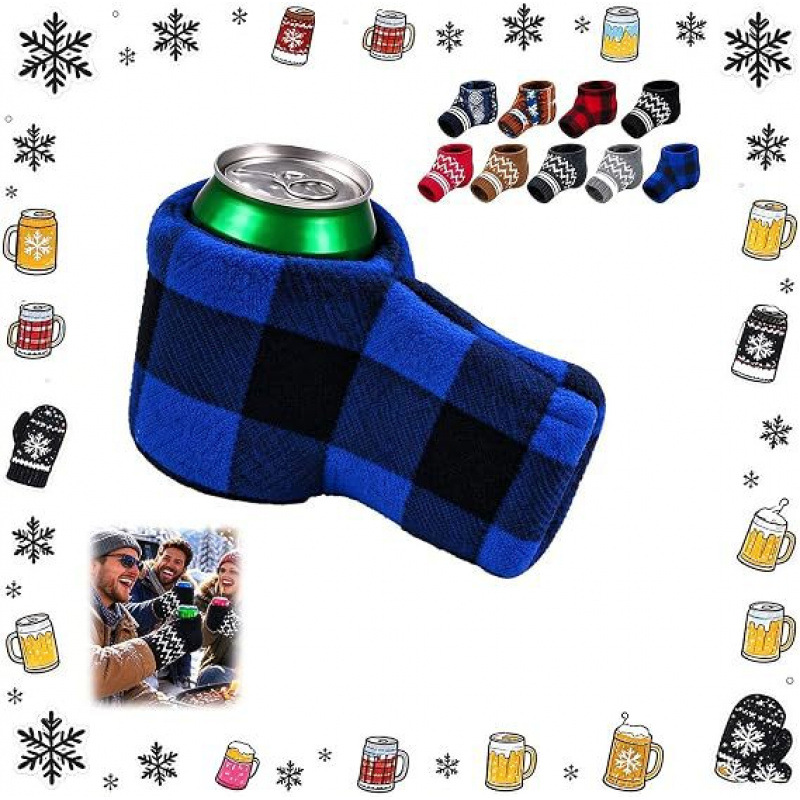 Winter Beer Mittens with Built-In Drink Holder – Cozy Knit Beer Holding Gloves, Funny Christmas Gift for Beer Lovers & Outdoor Parties