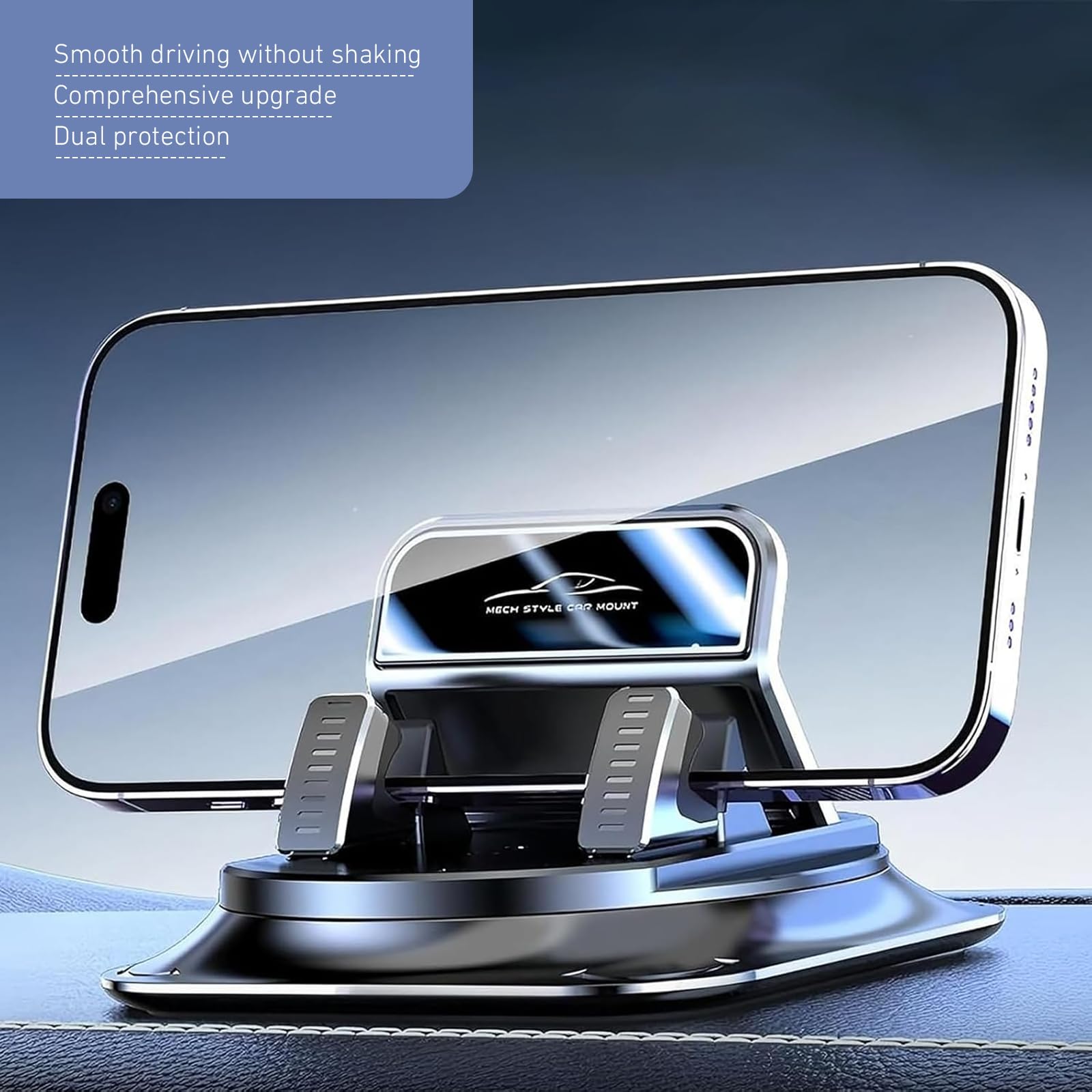 360° Rotating Car Phone Holder – Anti-Slip Dashboard Mount with Double-Layer Pad for GPS Navigation