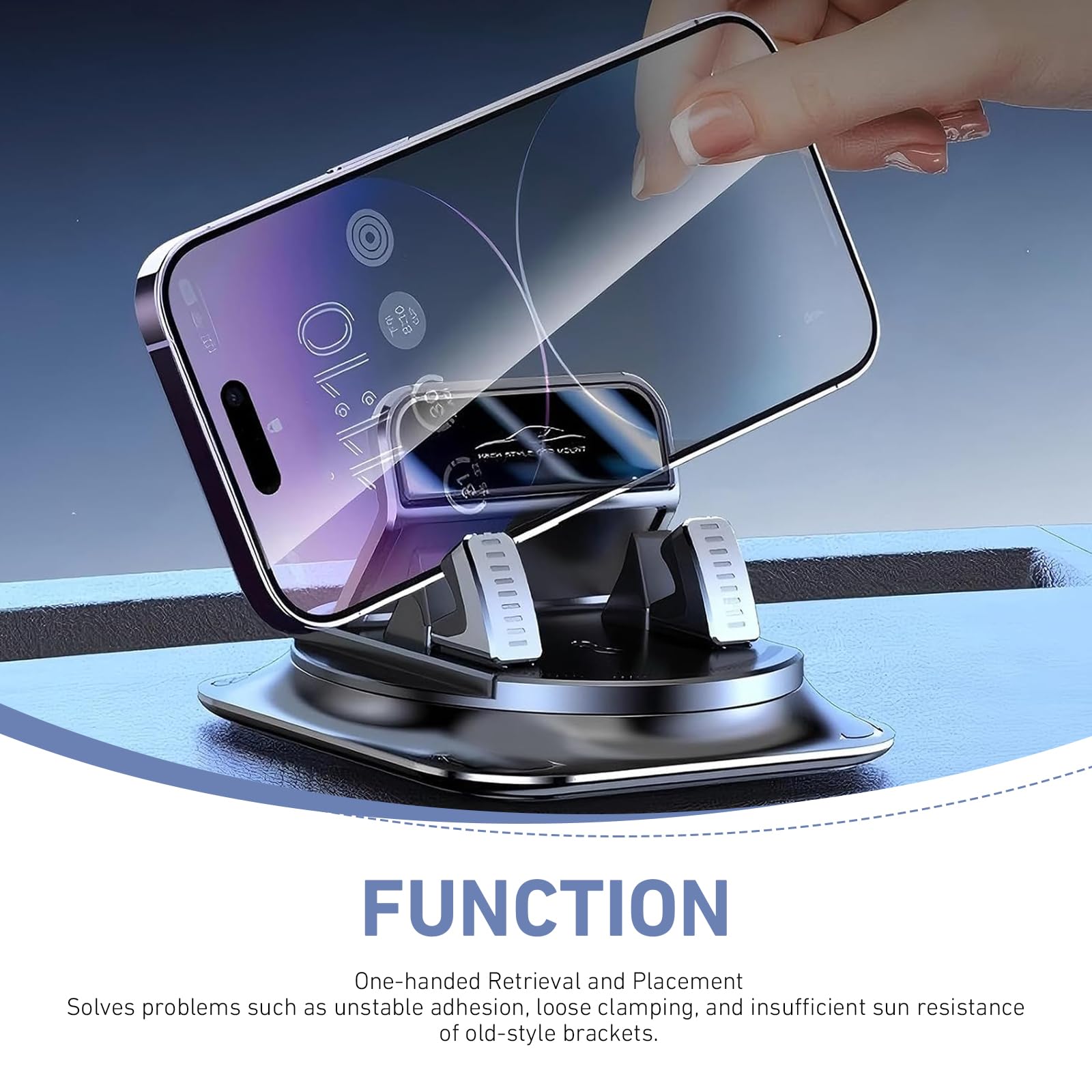 360° Rotating Car Phone Holder – Anti-Slip Dashboard Mount with Double-Layer Pad for GPS Navigation