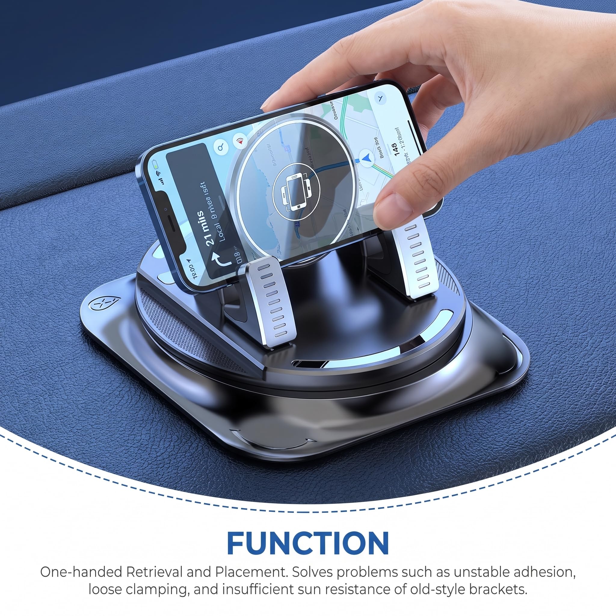 360° Rotating Car Phone Holder – Anti-Slip Dashboard Mount with Double-Layer Pad for GPS Navigation