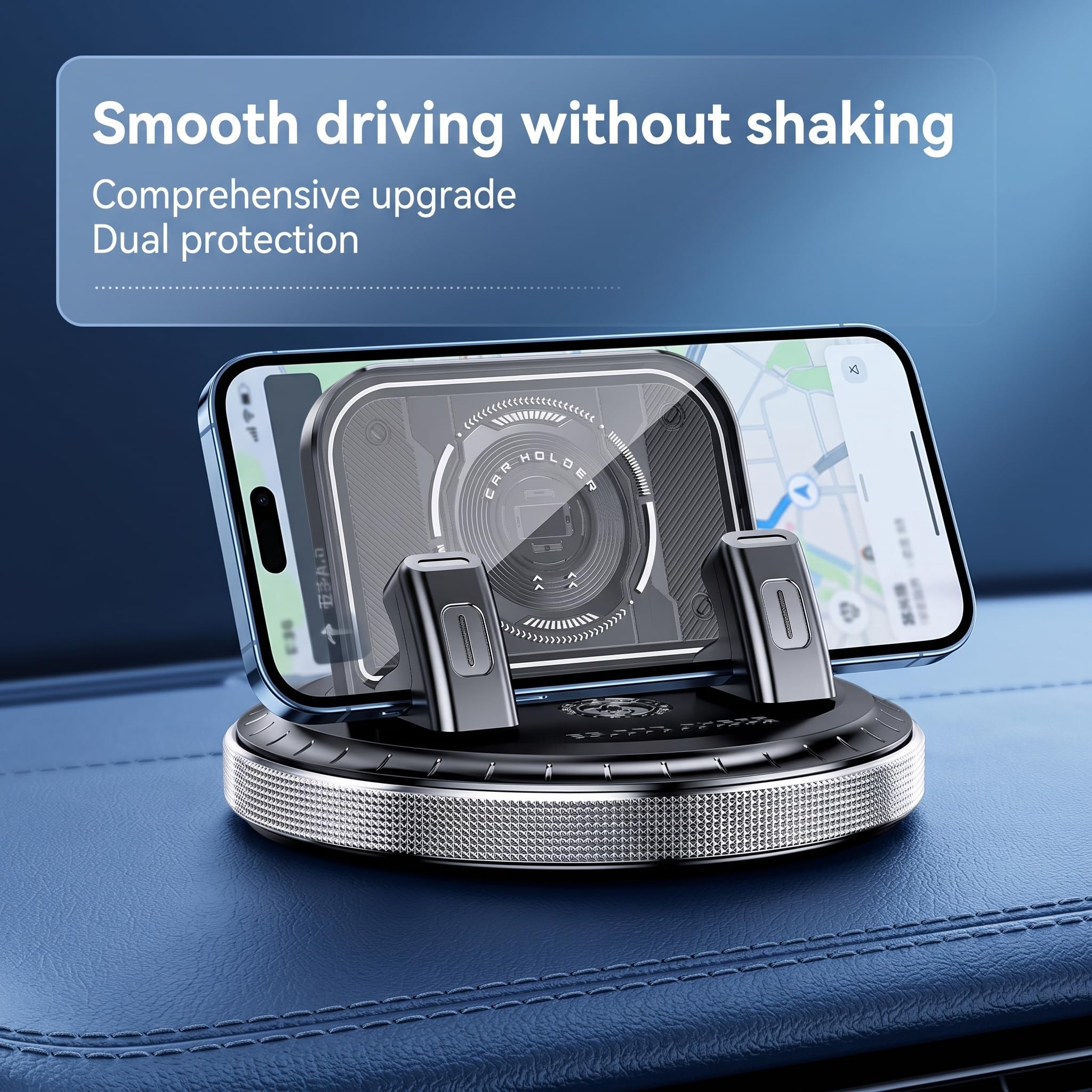360° Rotating Car Phone Holder – Anti-Slip Dashboard Mount with Double-Layer Pad for GPS Navigation