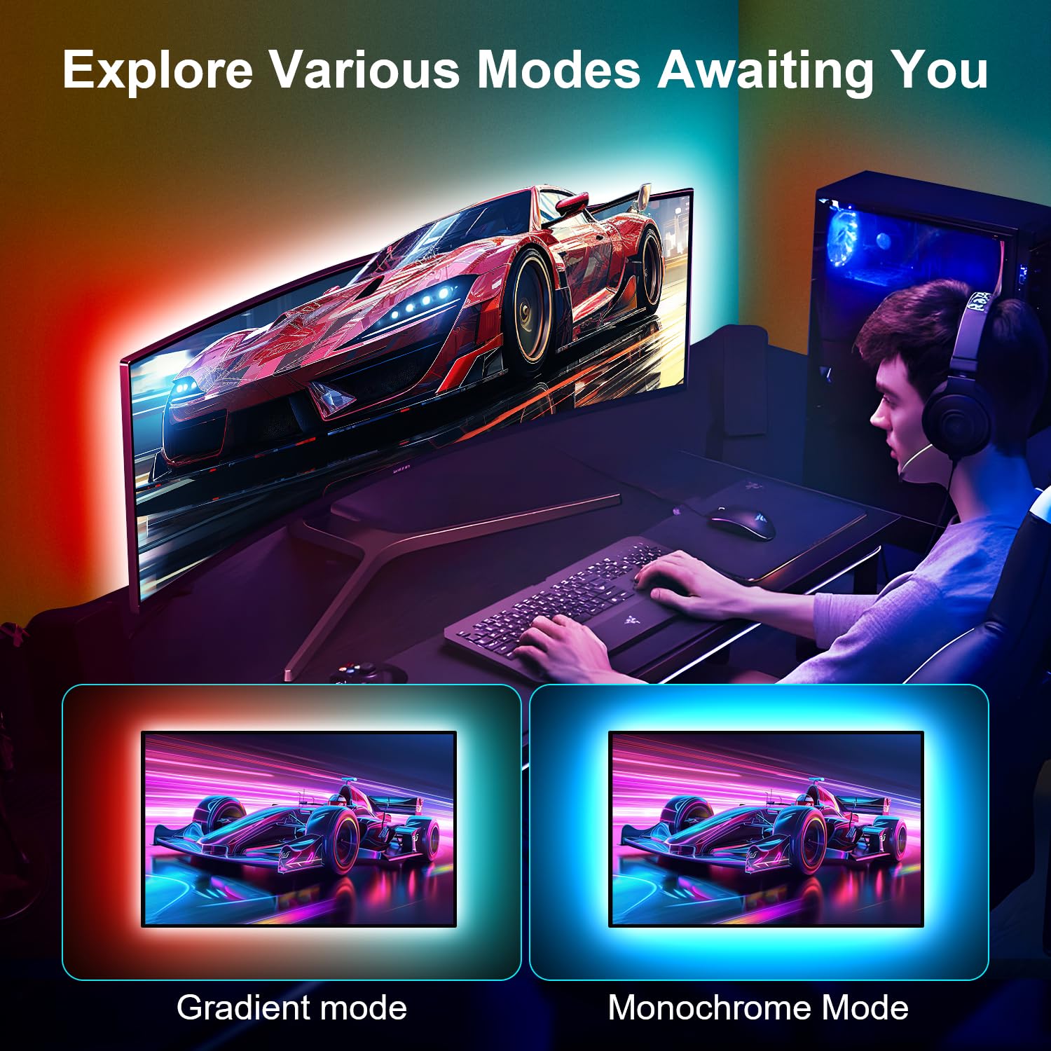 RGB TV Backlight LED Strip – Smart Ambient Lighting for Gaming & Bedroom Setup