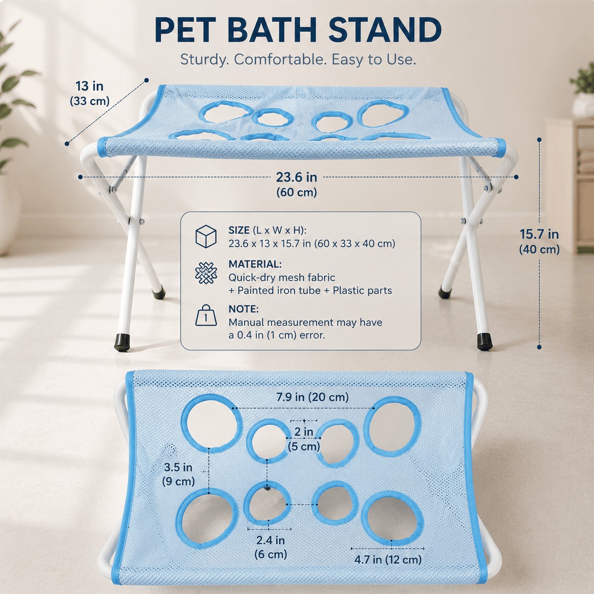 Foldable Dog Bathing Stand – Elevated Pet Grooming & Shower Platform for Dogs