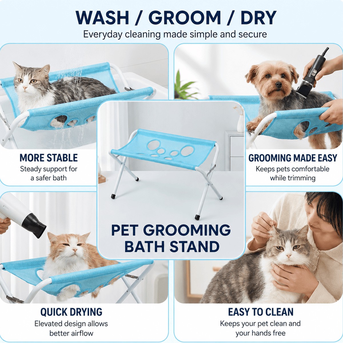 Foldable Dog Bathing Stand – Elevated Pet Grooming & Shower Platform for Dogs