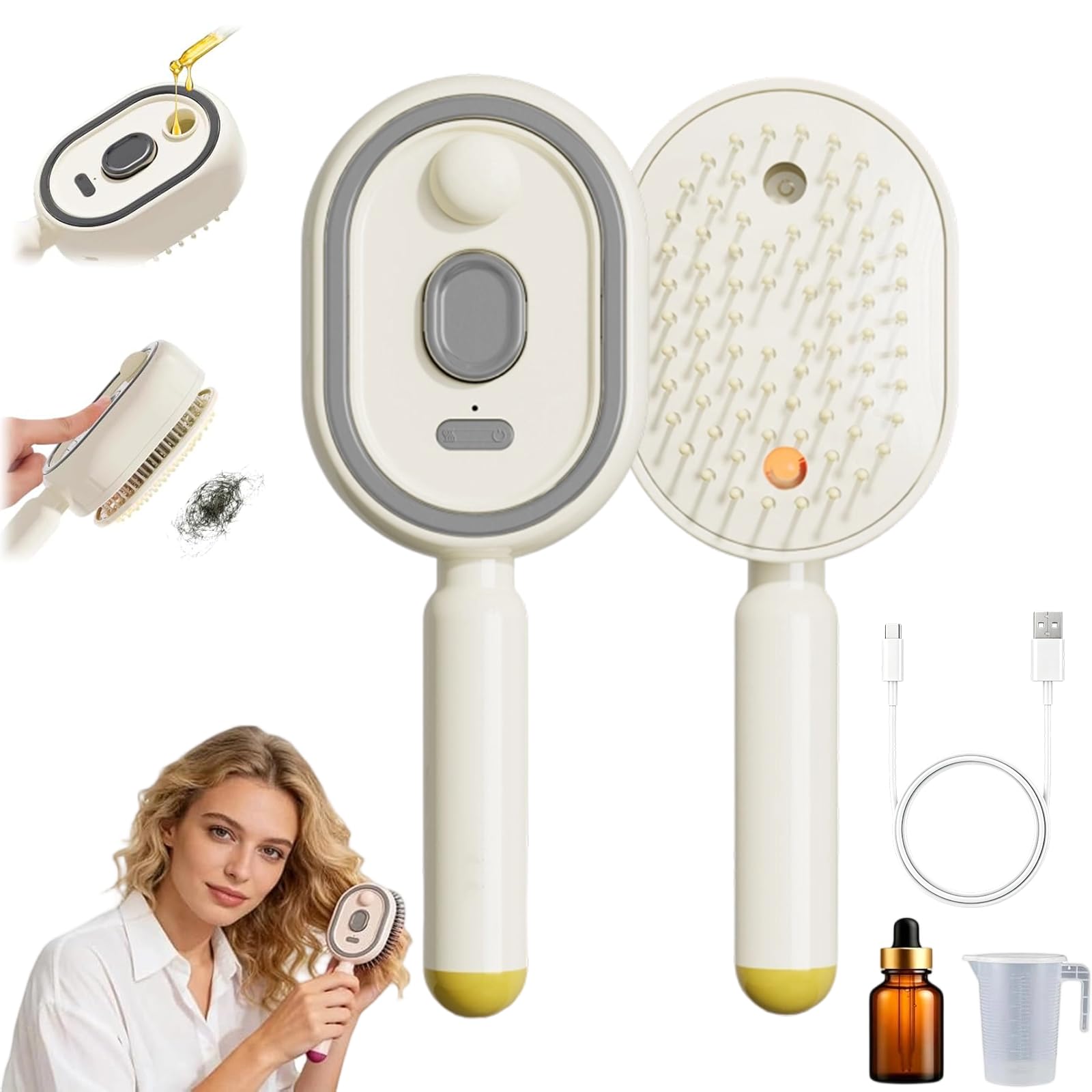 Electric Spray Massage Hair Brush – Self-Cleaning Anti-Frizz Detangling Comb