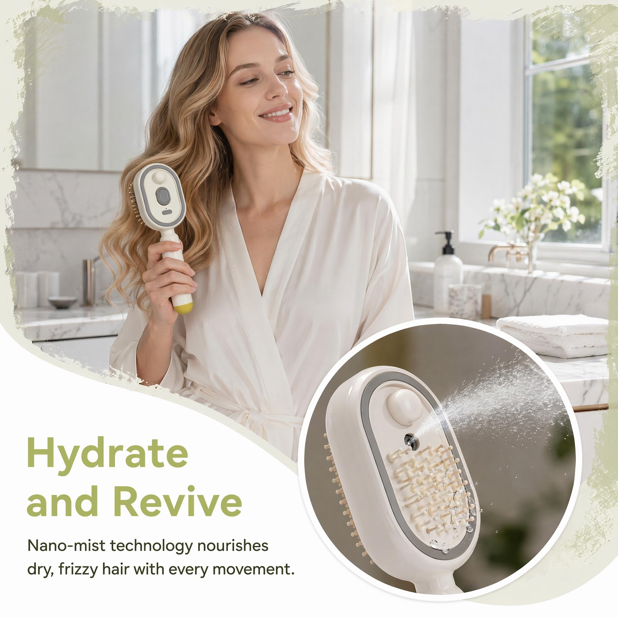 Electric Spray Massage Hair Brush – Self-Cleaning Anti-Frizz Detangling Comb