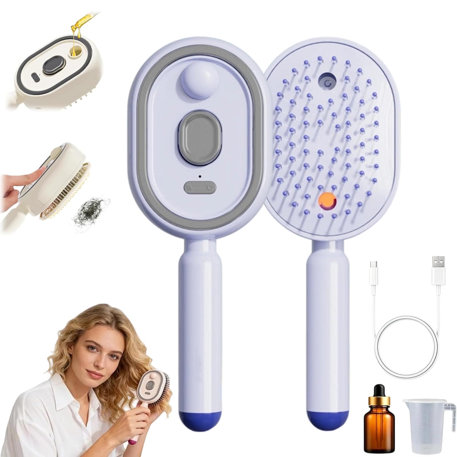 Electric Spray Massage Hair Brush – Self-Cleaning Anti-Frizz Detangling Comb