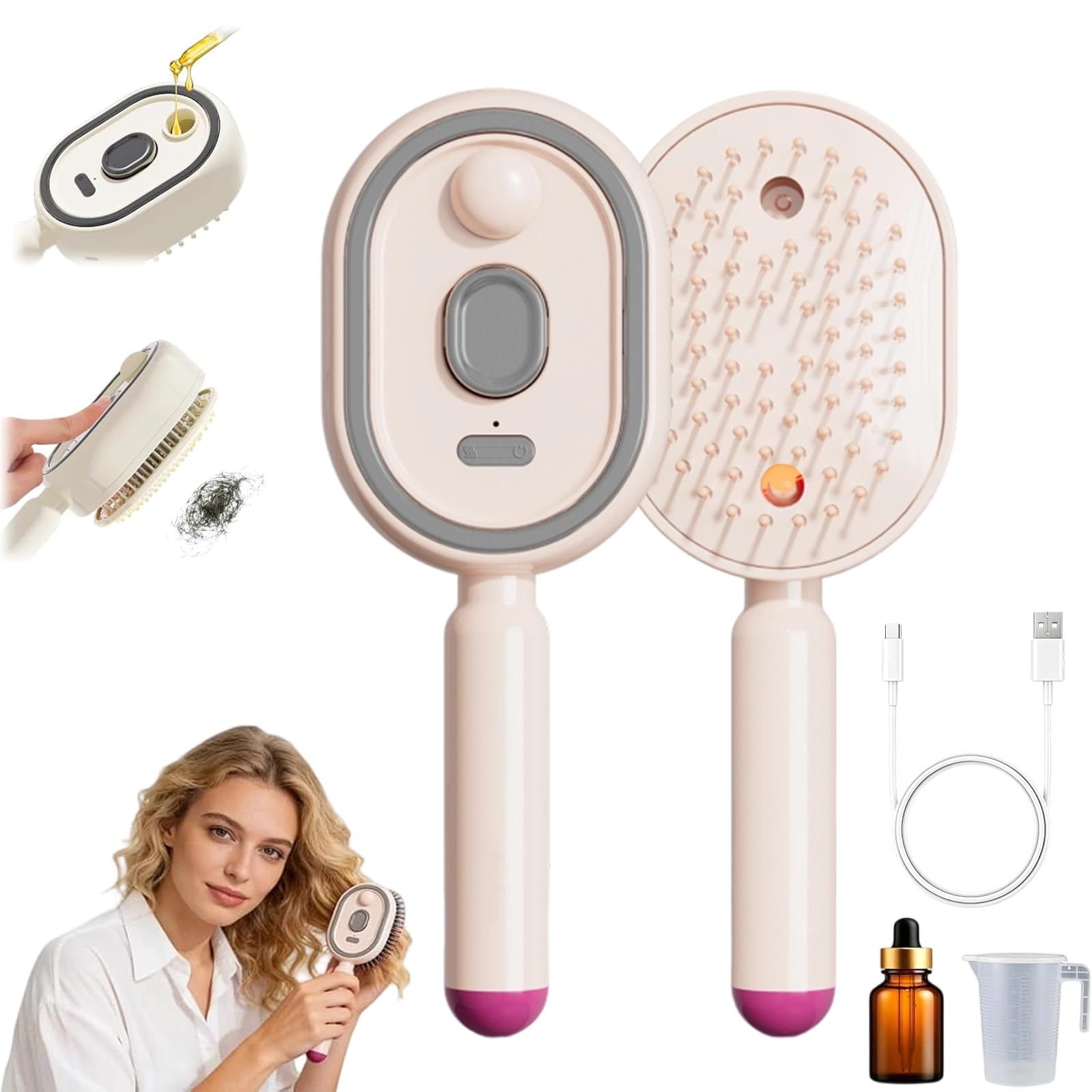 Electric Spray Massage Hair Brush – Self-Cleaning Anti-Frizz Detangling Comb